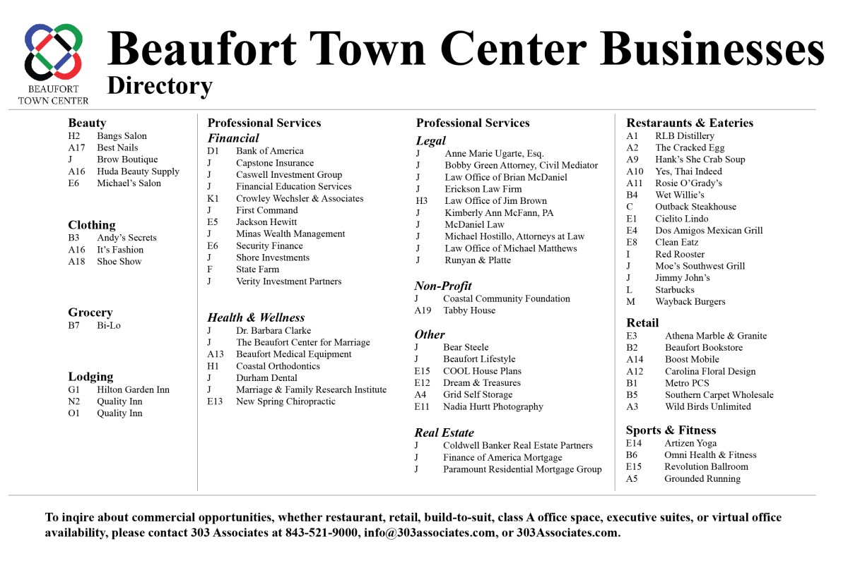 Beaufort Town Center Merchants 2018