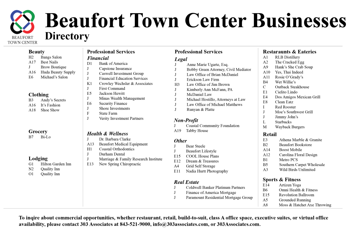 Beaufort Town Center Directory